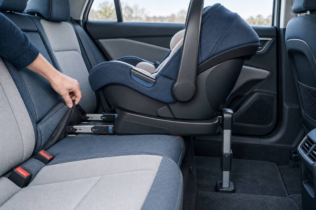 Illustration éditoriale du sujet : Siège auto Isofix : compatibilité et points d'ancrage